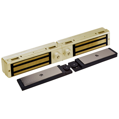 3121C-DSM2-DYN2-US3 DynaLock 3101C Series Delay Egress Electromagnetic Lock for Double Outswing Door with DSM and DYN in Bright Brass