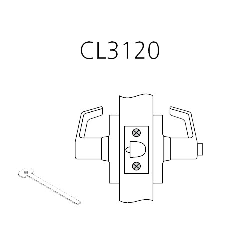 CL3120-AZD-618 Corbin CL3100 Series Vandal Resistant Privacy Cylindrical Locksets with Armstrong Lever in Bright Nickel Plated