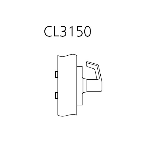 CL3150-AZD-606 Corbin CL3100 Series Vandal Resistant Half Dummy Cylindrical Locksets with Armstrong Lever in Satin Brass