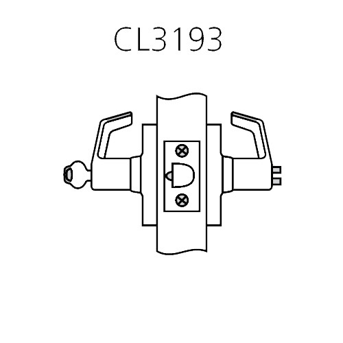 CL3193-AZD-626-LC Corbin CL3100 Series Vandal Resistant Less Cylinder Service Station Cylindrical Locksets with Armstrong Lever in Satin Chrome