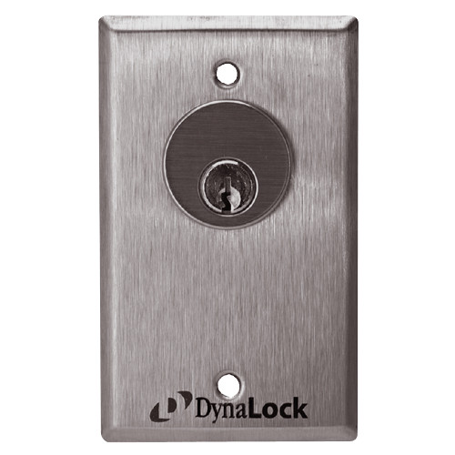 7004-US32D-CYL DynaLock 7000 Series Keyswitches Momentary 2 Single Pole Double Throw with Mortise Cylinder in Satin Stainless Steel