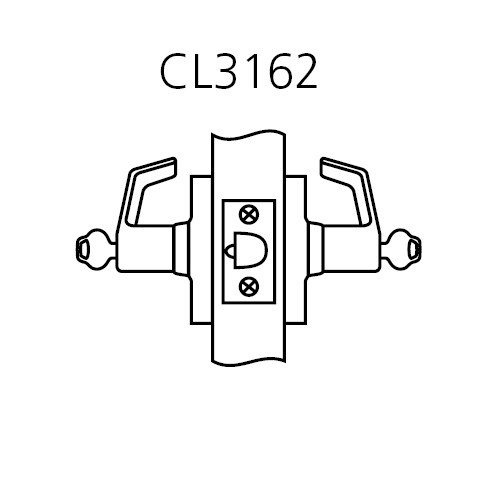 CL3162-PZD-618-LC Corbin CL3100 Series Vandal Resistant Less Cylinder Communicating Cylindrical Locksets with Princeton Lever in Bright Nickel Plated