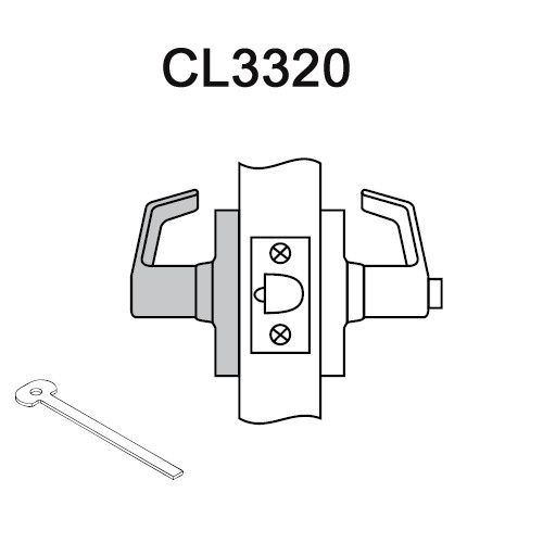 CL3320-PZD-618 Corbin CL3300 Series Extra Heavy Duty Privacy Cylindrical Locksets with Princeton Lever in Bright Nickel Plated