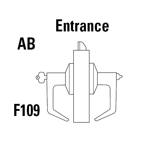 9K37AB15CS3605 Best 9K Series Entrance Cylindrical Lever Locks with Contour Angle with Return Lever Design Accept 7 Pin Best Core in Bright Brass