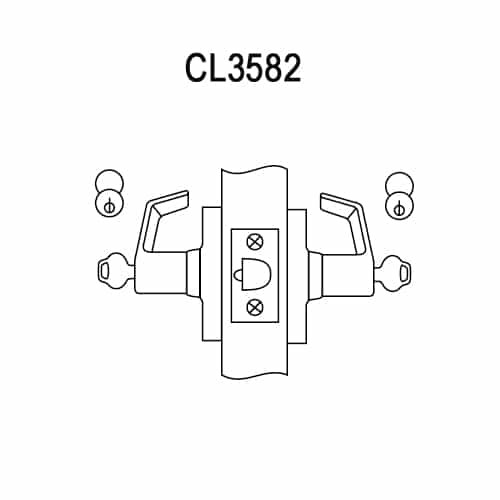 CL3582-NZD-619 Corbin CL3500 Series Heavy Duty Store Door Cylindrical Locksets with Newport Lever in Satin Nickel Plated
