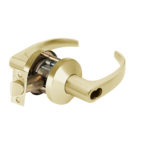 9K37R14KS3605 Best 9K Series Classroom Cylindrical Lever Locks with Curved with Return Lever Design Accept 7 Pin Best Core in Bright Brass