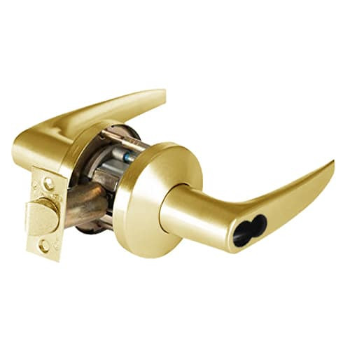 9K37R16KS3605 Best 9K Series Classroom Cylindrical Lever Locks with Curved without Return Lever Design Accept 7 Pin Best Core in Bright Brass