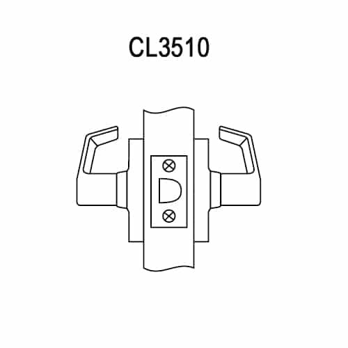 CL3510-AZD-618 Corbin CL3500 Series Heavy Duty Passage Cylindrical Locksets with Armstrong Lever in Bright Nickel Plated