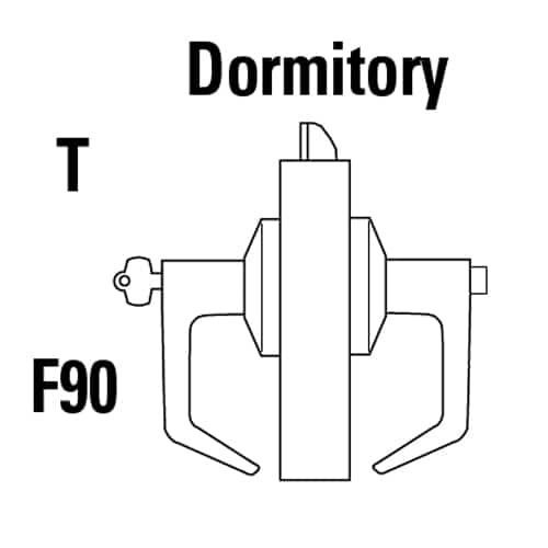9K37T15CS3605 Best 9K Series Dormitory Cylindrical Lever Locks with Contour Angle with Return Lever Design Accept 7 Pin Best Core in Bright Brass