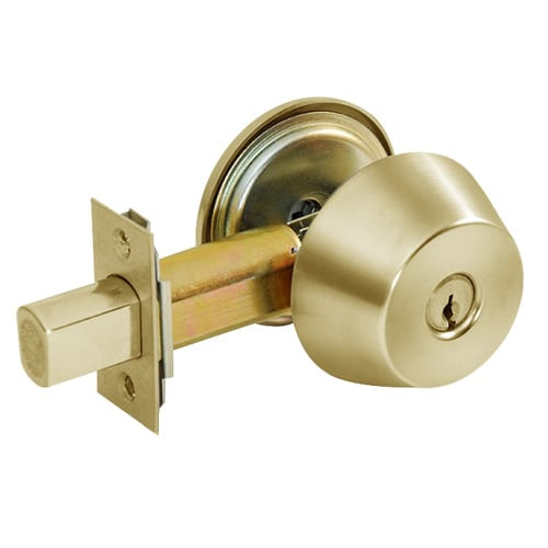 DL2217-606 Corbin DL2200 Series Classroom Cylindrical Deadlocks with Single Cylinder in Satin Brass Finish