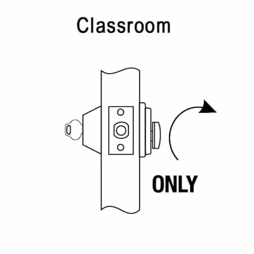 DL2217-625 Corbin DL2200 Series Classroom Cylindrical Deadlocks with Single Cylinder in Bright Chrome