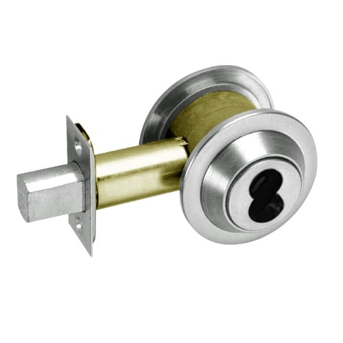 DL3011-618-CL6 Corbin DL3000 Series IC 6-Pin Less Core Cylindrical Deadlocks with Single Cylinder w/ Blank Plate in Bright Nickel Finish