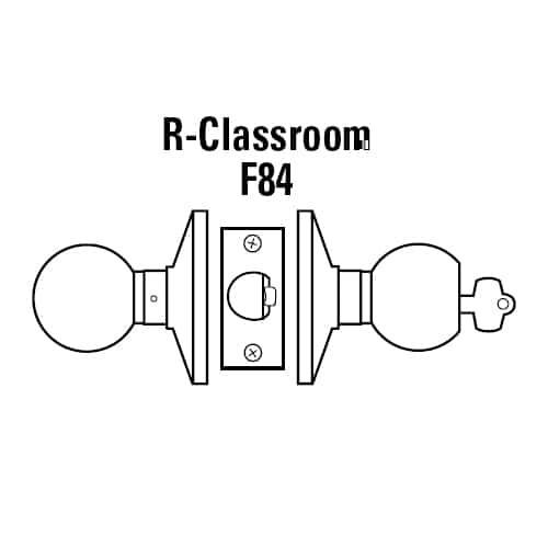 6K27R4DS3626 Best 6K Series Medium Duty Classroom Cylindrical Knob Locks with Round Style in Satin Chrome