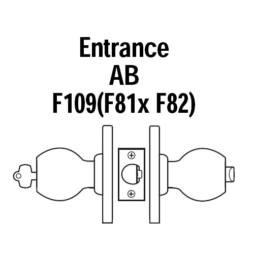 8K37AB6CS3606 Best 8K Series Entrance Heavy Duty Cylindrical Knob Locks with Tulip Style in Satin Brass
