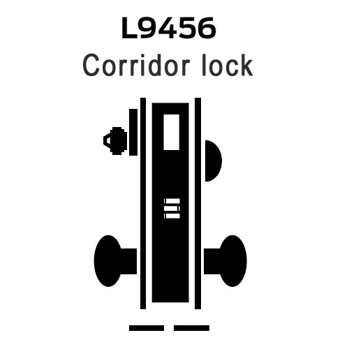L9456P-01A-605 Schlage L Series Corridor with Deadbolt Commercial Mortise Lock with 01 Cast Lever Design in Bright Brass