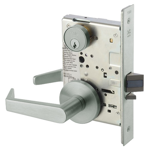 AUR8808FL-619 Yale 8800FL Series Single Cylinder Mortise Classroom Locks with Augusta Lever in Satin Nickel
