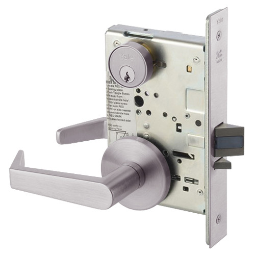 AUR8808-2FL-630 Yale 8800FL Series Double Cylinder Mortise Classroom Locks with Augusta Lever in Satin Stainless Steel