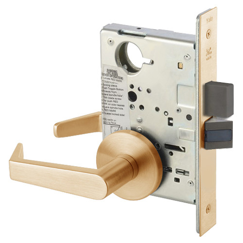 AUR8802FL-612 Yale 8800FL Series Non-Keyed Mortise Privacy Locks with Augusta Lever in Satin Bronze