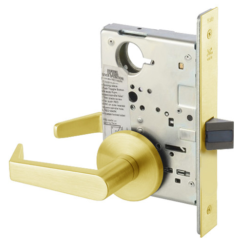 AUR8862FL-605 Yale 8800FL Series Non-Keyed Mortise Bathroom Locks with Augusta Lever in Bright Brass