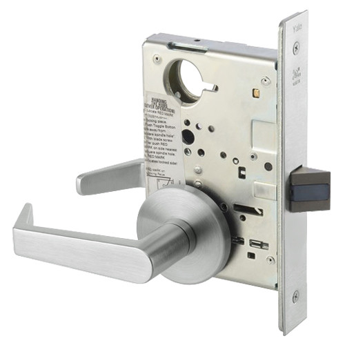 AUR8862FL-618 Yale 8800FL Series Non-Keyed Mortise Bathroom Locks with Augusta Lever in Bright Nickel AUR8862FL-618 Yale 8800FL Series Non-Keyed Mortise Bathroom Locks with Augusta Lever in Bright Nickel