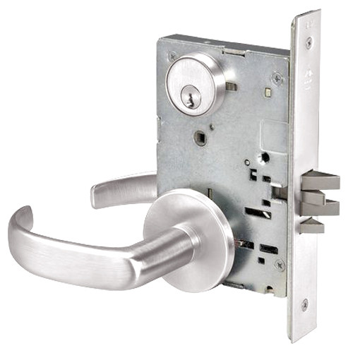 PBR8807FL-629 Yale 8800FL Series Single Cylinder Mortise Entrance Locks with Pacific Beach Lever in Bright Stainless Steel