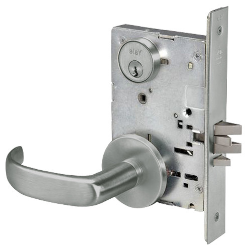 PBR8833FL-619 Yale 8800FL Series Single Cylinder Mortise Exit Locks with Pacific Beach Lever in Satin Nickel