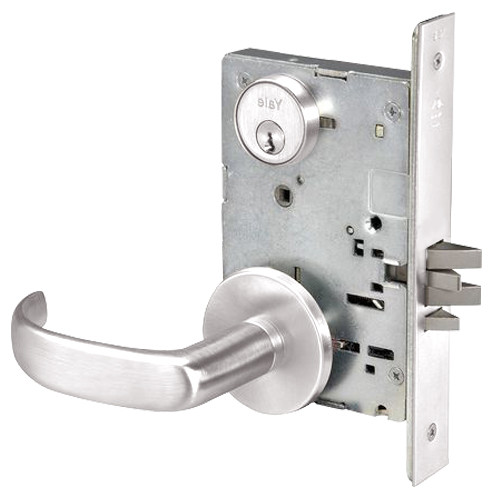 PBR8833FL-629 Yale 8800FL Series Single Cylinder Mortise Exit Locks with Pacific Beach Lever in Bright Stainless Steel