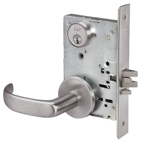 PBR8833FL-630 Yale 8800FL Series Single Cylinder Mortise Exit Locks with Pacific Beach Lever in Satin Stainless Steel