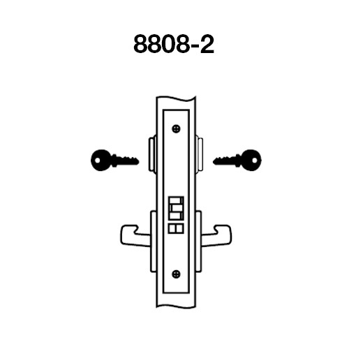 PBR8808-2FL-619 Yale 8800FL Series Double Cylinder Mortise Classroom Locks with Pacific Beach Lever in Satin Nickel