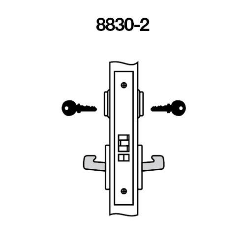 PBR8830-2FL-629 Yale 8800FL Series Double Cylinder Mortise Asylum Locks with Pacific Beach Lever in Bright Stainless Steel