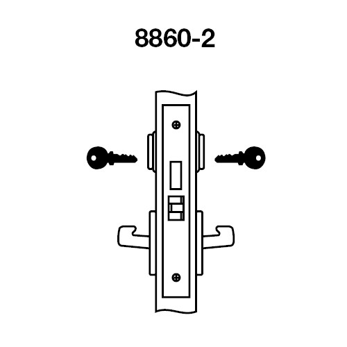 PBR8860-2FL-605 Yale 8800FL Series Double Cylinder with Deadbolt Mortise Entrance or Storeroom Lock with Indicator with Pacific Beach Lever in Bright Brass