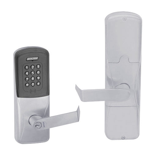 AD200-CY-40-MTK-RHO-RD-626 Schlage Privacy Multi-Technology Keypad Lock with Rhodes Lever in Satin Chrome