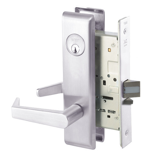 AUCN8809FL-629 Yale 8800FL Series Single Cylinder Mortise Classroom w/ Thumbturn Locks with Augusta Lever in Bright Stainless Steel