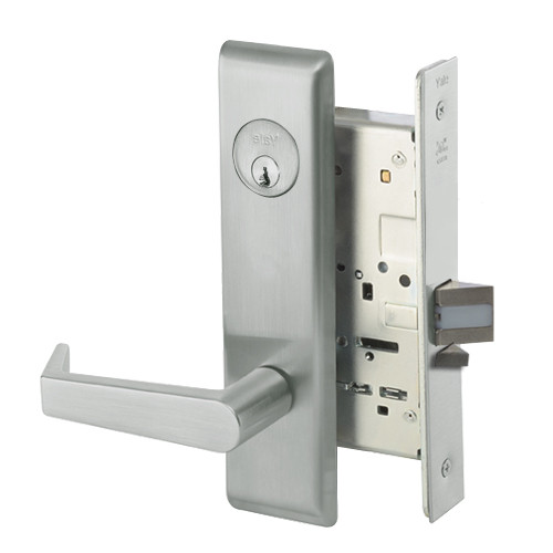 AUCN8829FL-619 Yale 8800FL Series Single Cylinder Mortise Closet Locks with Augusta Lever in Satin Nickel