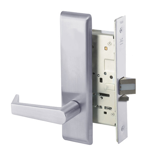 AUCN8833FL-626 Yale 8800FL Series Single Cylinder Mortise Exit Locks with Augusta Lever in Satin Chrome
