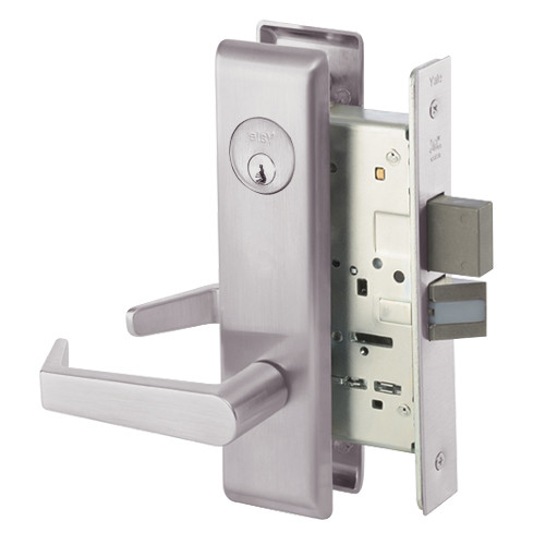 AUCN8861FL-630 Yale 8800FL Series Single Cylinder with Deadbolt Mortise Dormitory or Storeroom Lock with Indicator with Augusta Lever in Satin Stainless Steel