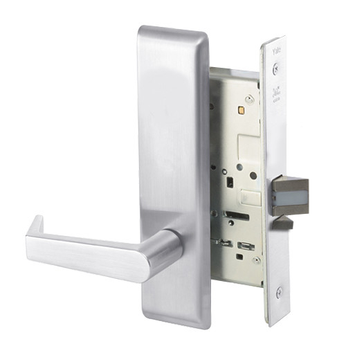 AUCN8828FL-625 Yale 8800FL Series Non-Keyed Mortise Exit Locks with Augusta Lever in Bright Chrome