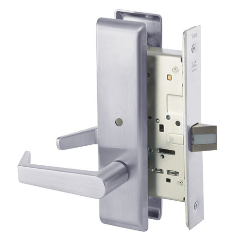AUCN8862FL-626 Yale 8800FL Series Non-Keyed Mortise Bathroom Locks with Augusta Lever in Satin Chrome AUCN8862FL-626 Yale 8800FL Series Non-Keyed Mortise Bathroom Locks with Augusta Lever in Satin Chrome