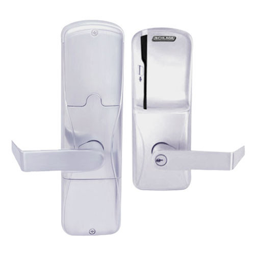 AD200-CY-40-MS-RHO-PD-626 Schlage Privacy Magnetic Stripe(Swipe) Lock with Rhodes Lever in Satin Chrome