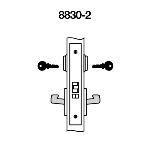 CRCN8830-2FL-618 Yale 8800FL Series Double Cylinder Mortise Asylum Locks with Carmel Lever in Bright Nickel