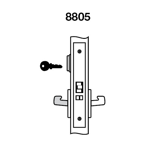 PBCN8805FL-626 Yale 8800FL Series Single Cylinder Mortise Storeroom/Closet Locks with Pacific Beach Lever in Satin Chrome