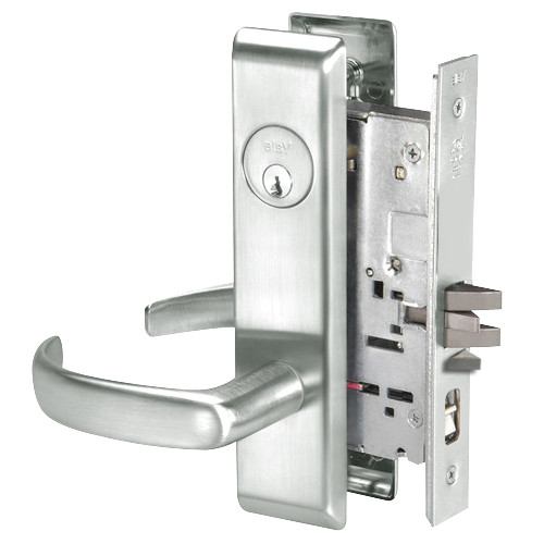 PBCN8807FL-618 Yale 8800FL Series Single Cylinder Mortise Entrance Locks with Pacific Beach Lever in Bright Nickel