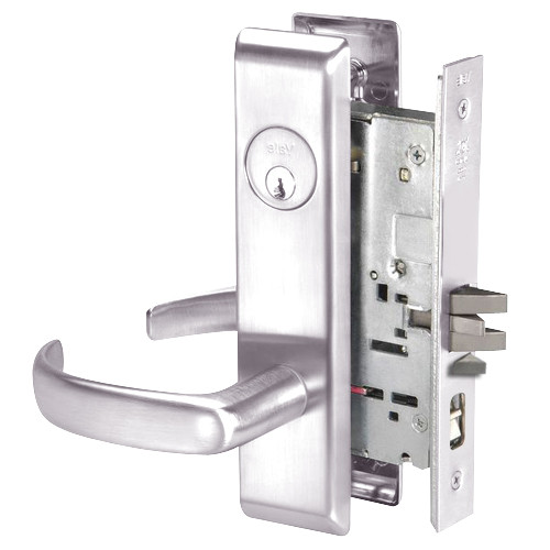 PBCN8807FL-629 Yale 8800FL Series Single Cylinder Mortise Entrance Locks with Pacific Beach Lever in Bright Stainless Steel