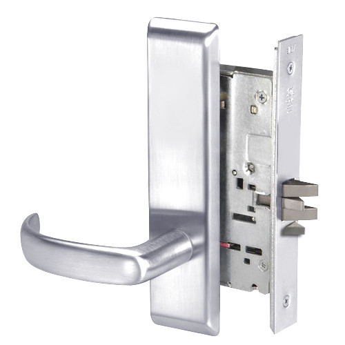 PBCN8828FL-625 Yale 8800FL Series Non-Keyed Mortise Exit Locks with Pacific Beach Lever in Bright Chrome