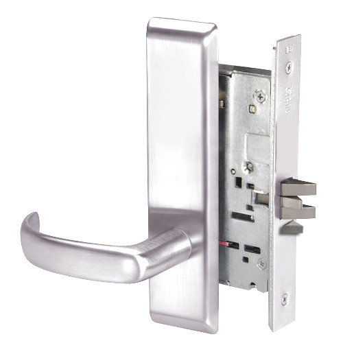 PBCN8828FL-629 Yale 8800FL Series Non-Keyed Mortise Exit Locks with Pacific Beach Lever in Bright Stainless Steel