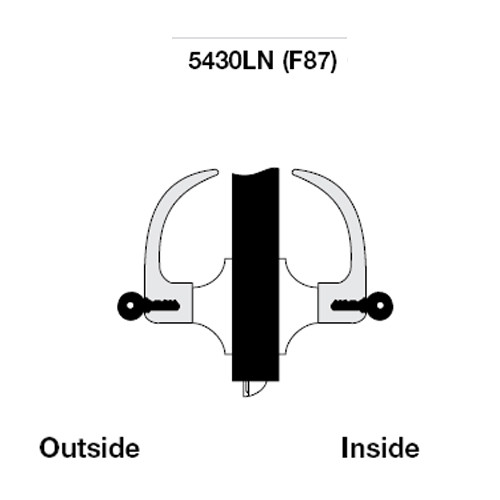 AU5430LN-626 Yale 5400LN Series Double Cylinder Utility or Institutional Cylindrical Lock with Augusta Lever in Satin Chrome