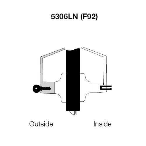 AU5306LN-626 Yale 5300LN Series Single Cylinder Service Station Cylindrical Lock with Augusta Lever in Satin Chrome