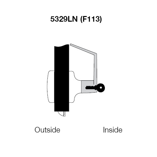 PB5329LN-619 Yale 5300LN Series Single Cylinder Communicating Classroom Cylindrical Lock with Pacific Beach Lever in Satin Nickel