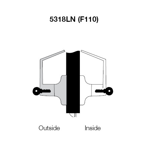 PB5318LN-619 Yale 5300LN Series Double Cylinder Intruder Classroom Security Cylindrical Lock with Pacific Beach Lever in Satin Nickel