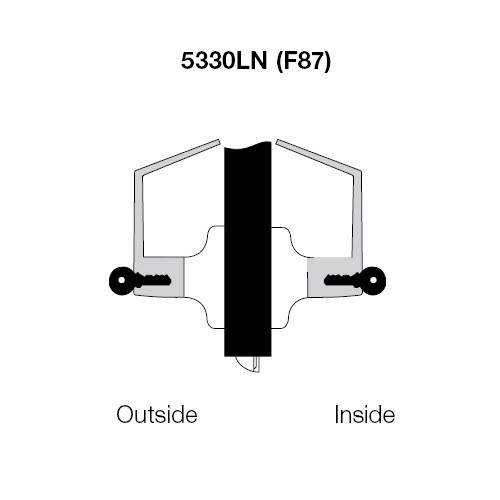 PB5330LN-626 Yale 5300LN Series Double Cylinder Utility or Institutional Cylindrical Lock with Pacific Beach Lever in Satin Chrome